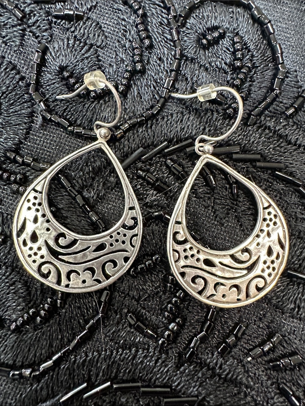 Silpada W1782  Silver Filigree Cutout Teardrop Dangle Earrings